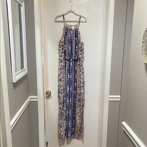 Japna Blue and Cream Halter Sundress